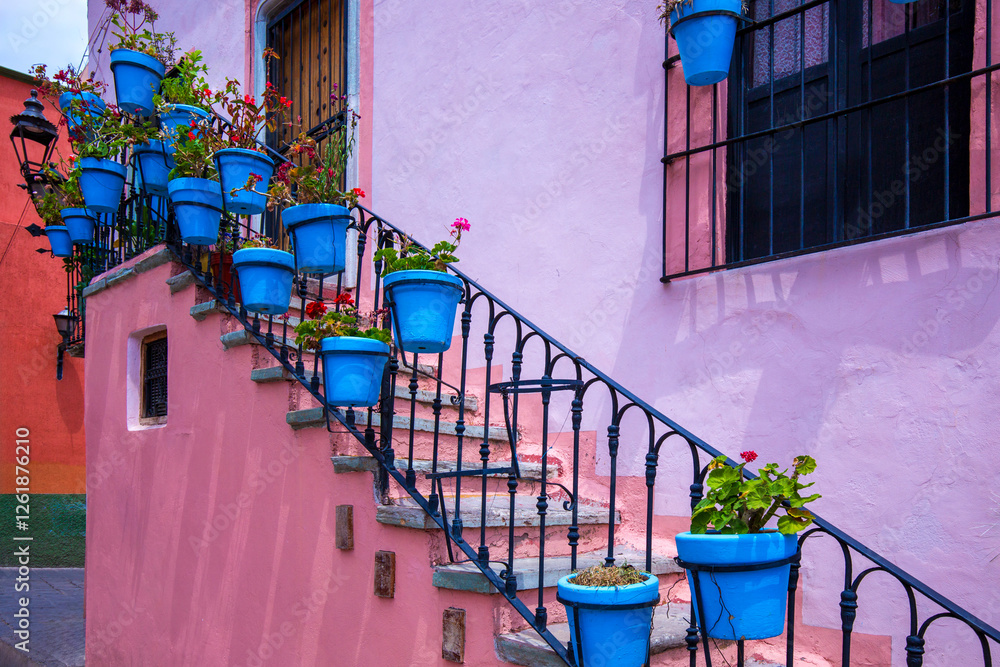Guanajuato, Mexico, Scenic streets and colorful colonial architecture in Guanajuato historic center.