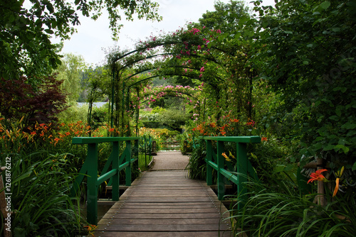 Bridge at Monet's Garden on a summer day in Giverny, France.