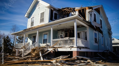 destruction wind damage house photo