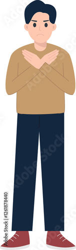 Man Crossing Arms Gesturing No or Stop