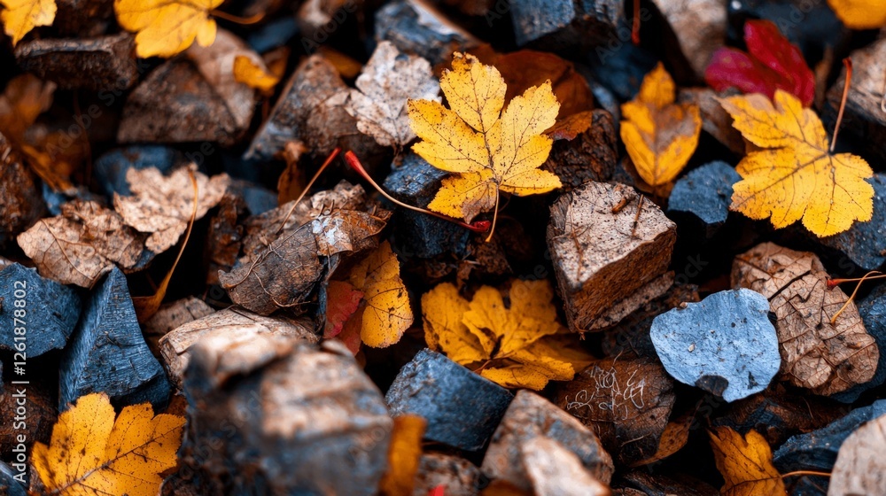 Autumn Leaves on Dark Rocks Autumn Leaves on Dark Rocks