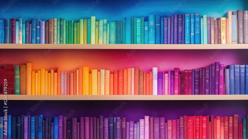 Obraz premium vibrant colorful book shelf