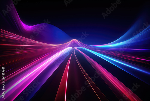 Vivid Neon Light Trails in Abstract Motion