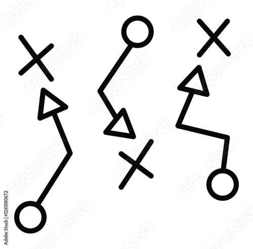 Tactical plan icon. Arrows and cross marks. Strategy vector concept. Strategy planning icon. Tactics line icon. tactics business concept icon and symbol. 