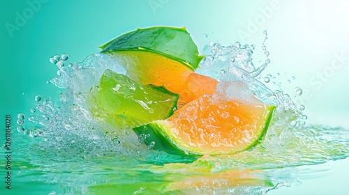 Refreshing citrus splash, vibrant colors. photo