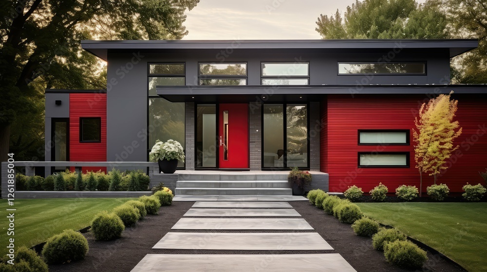 Fototapeta premium bold house with red door