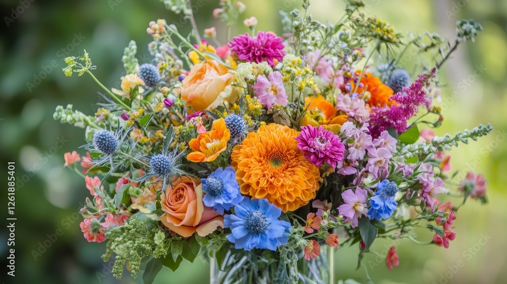 Fototapeta premium Vibrant Summer Floral Arrangements in Scandinavian Aesthetic
