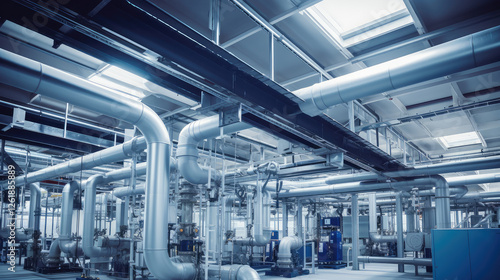 Advanced Industrial Factory Interior with Pipes