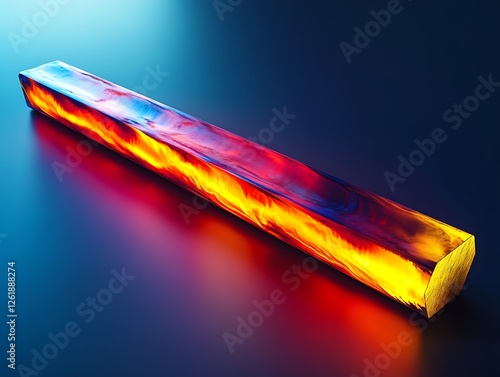 Thermal expansion of a solid bar visualized through heat color gradients