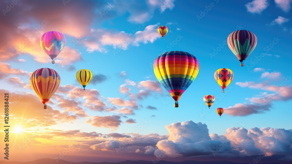 Naklejka premium sky hot air balloon blue