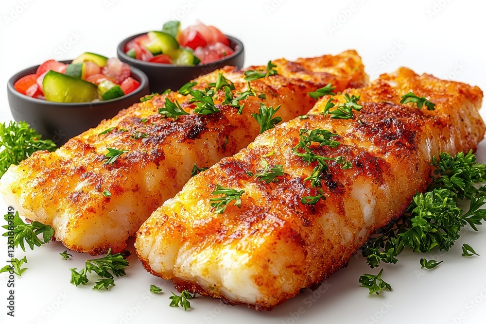 Fried catfish served with smoky baked beans and creamy potato salad for a hearty and satisfying Southern meal. Fried catfish served with smoky baked beans and creamy potato salad for a hearty and satisfying Southern meal.