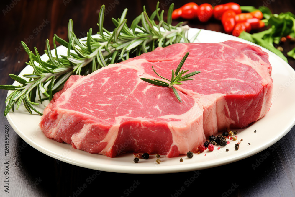 Fresh Raw Steaks Ready for Grilling with Herbs Fresh Raw Steaks Ready for Grilling with Herbs