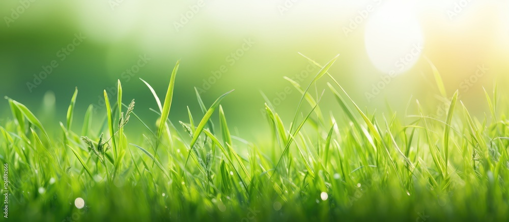 Fototapeta premium Fresh Spring Morning Dew on Vibrant Green Grass