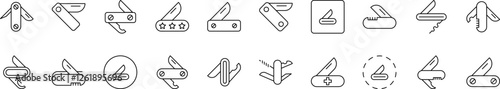 Folding Knife Modern Outline Style Icons for Design, Cards, Apps, Social Networks