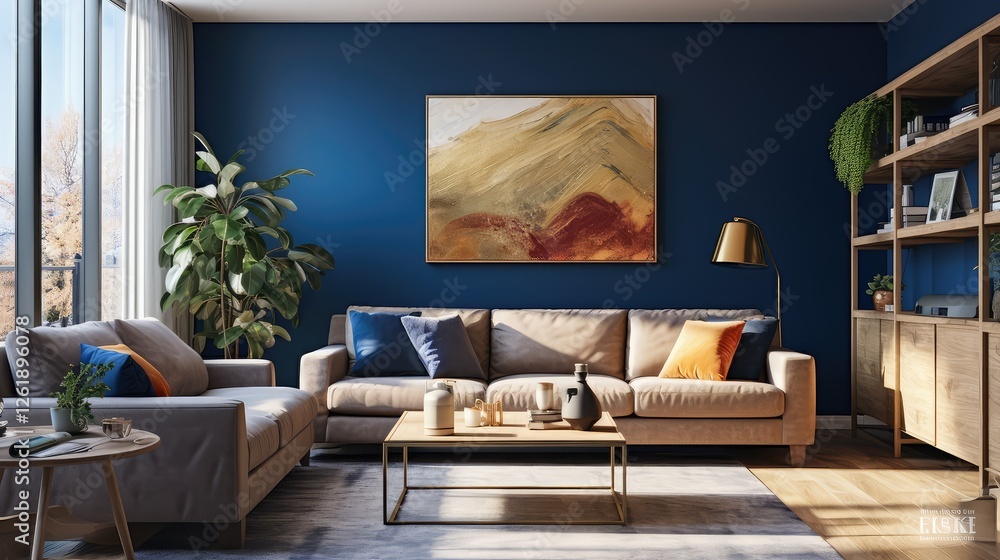 Fototapeta premium blue accent wall