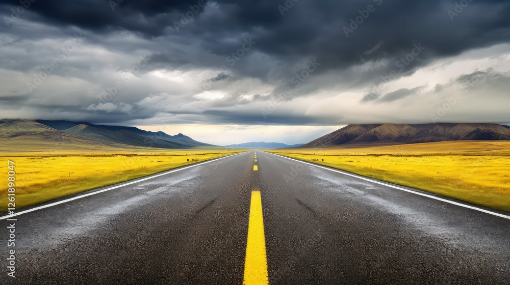 Naklejka premium distance yellow lines road