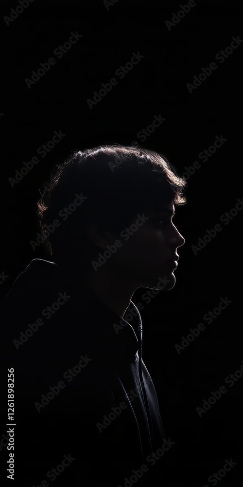 Silhouette of a Young Person in Profile Silhouette of a Young Person in Profile