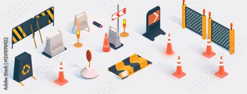 Isometric Traffic and Construction Safety Barriers
