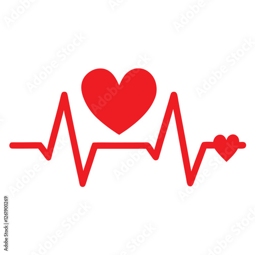 red ecg heartbeat lines with hearts collection with vector design.