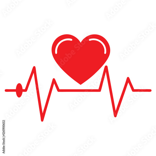 red ecg heartbeat lines with hearts collection with vector design.