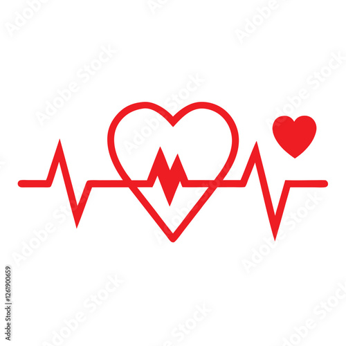 red ecg heartbeat lines with hearts collection with vector design.