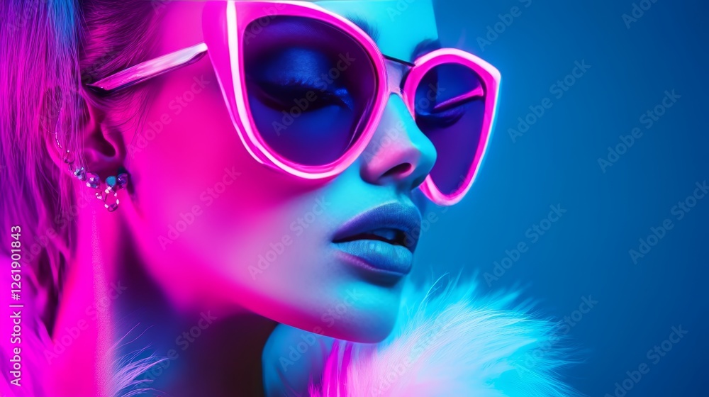 Neon luminescence portrait, fashion forward aesthetic with vivid hues Neon luminescence portrait, fashion forward aesthetic with vivid hues