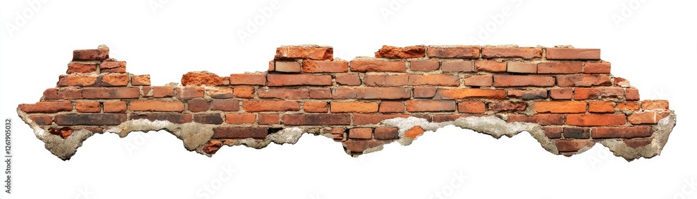 Obraz premium Damaged Brick Wall Section Isolated (1)