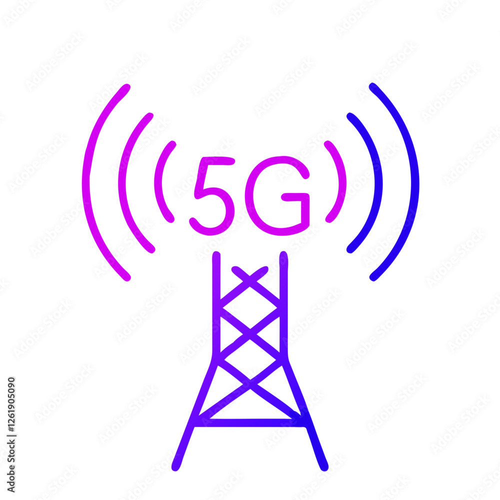5G network and wireless connectivity tower icon 5G network and wireless connectivity tower icon