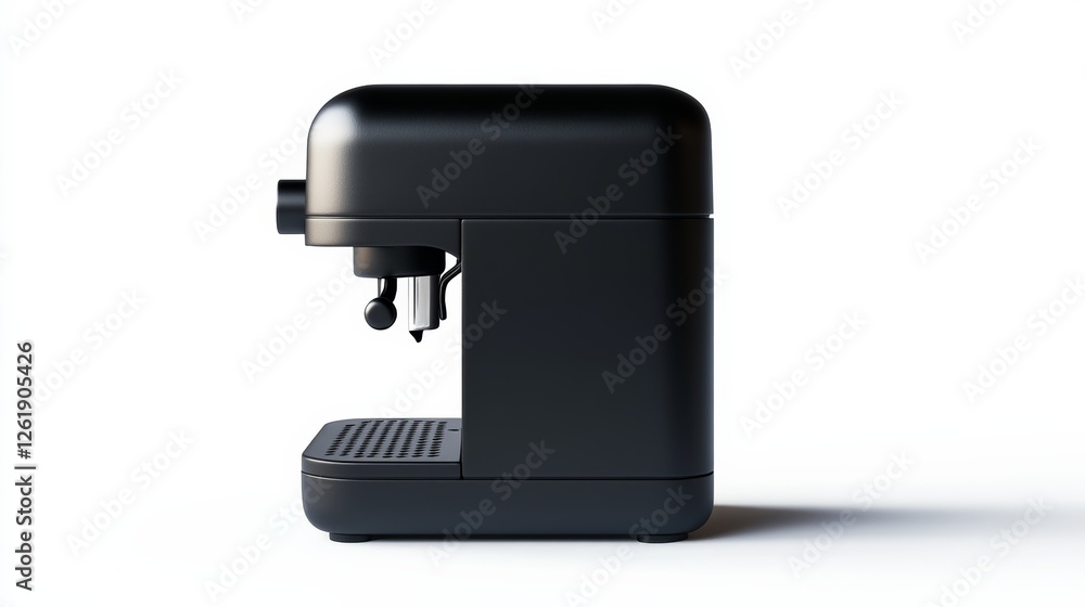 A compact office coffee maker with a sleek black finish, isolated on white, A compact office coffee maker with a sleek black finish, isolated on white,