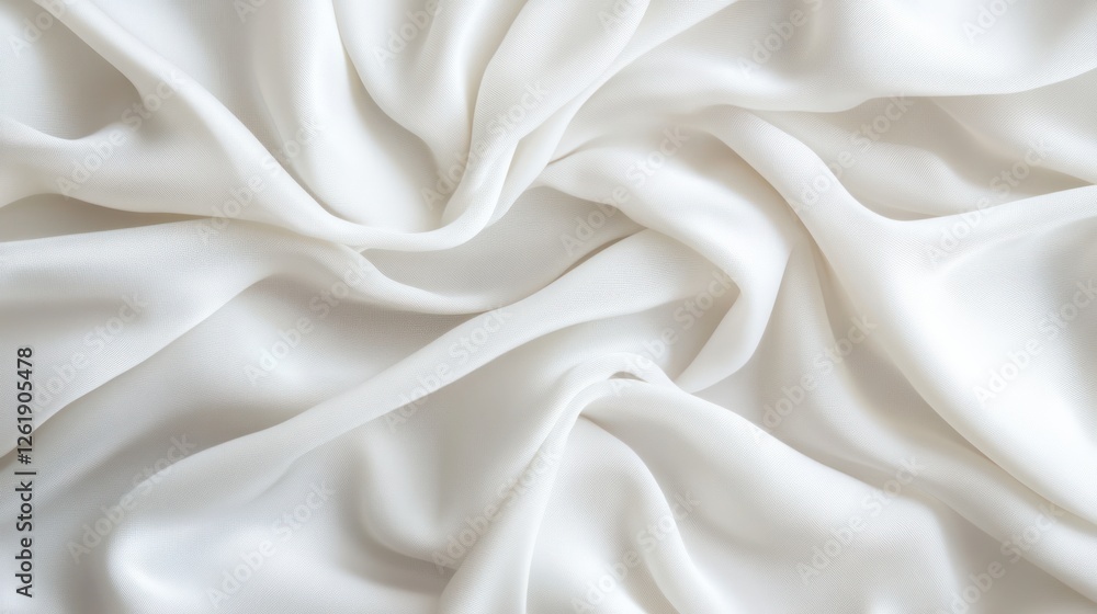 Smooth white fabric with elegant folds and drapes Smooth white fabric with elegant folds and drapes