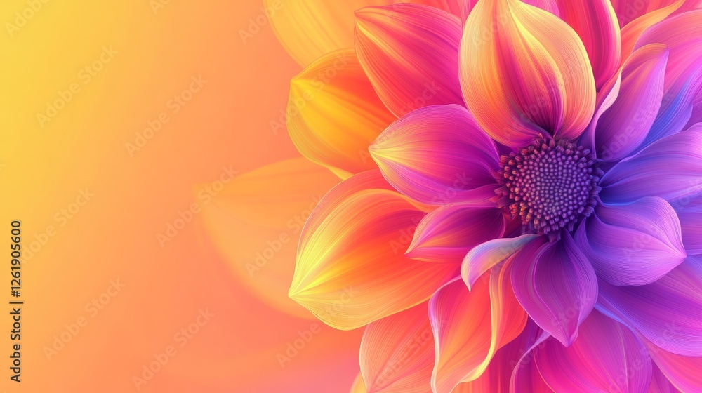 Obraz premium Vibrant Floral Explosion on Minimalist Gradient Background