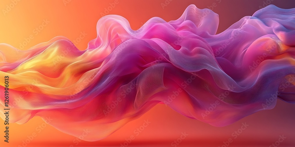 Fototapeta premium Abstract colorful fabric wave, flowing, vibrant, gradient background, design element