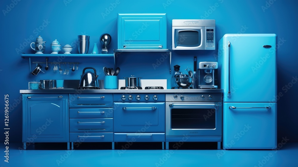 Obraz premium kitchen brushed aluminum blue