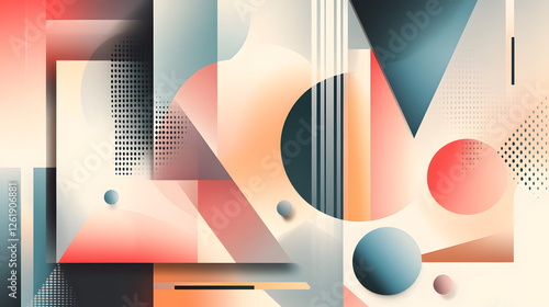 Dynamic abstract geometric composition featuring shapes and textures studio environment graphic design concept