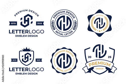 Collection Of Initial Letter H Emblem Logo Design Template