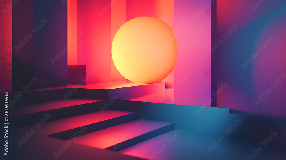 Abstract geometric composition featuring vibrant light sphere digital creation indoor space modern art artistic perspective Abstract geometric composition featuring vibrant light sphere digital creation indoor space modern art artistic perspective