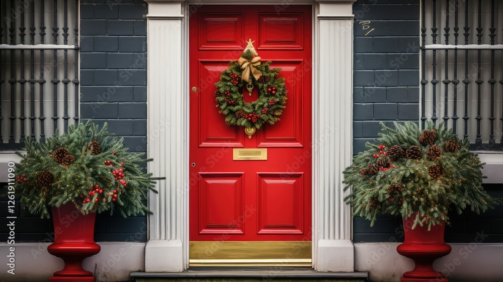Fototapeta premium brass red front door