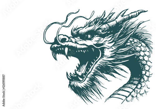 Chinese Dragon hand drawn sketch vector