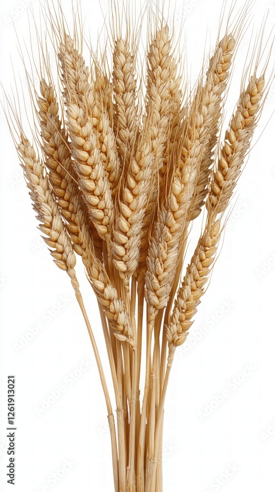 Fototapeta premium Dried Wheat Stalks Bundle on White Background