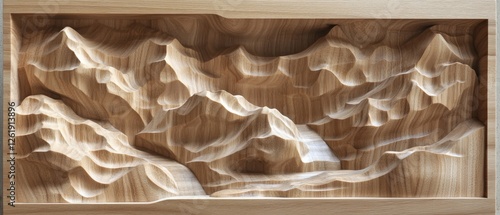 Wallpaper Mural Hills and Brook in Polished Wood Carving Torontodigital.ca