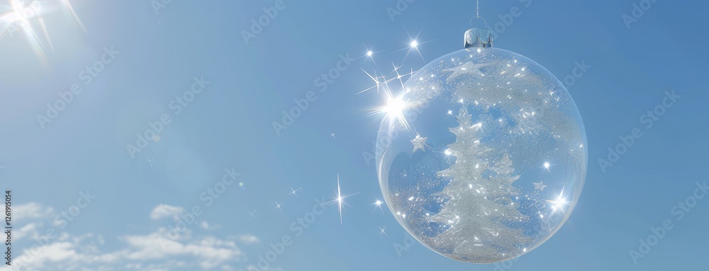 Clear Christmas Ornament with Sparkling Tree Design Clear Christmas Ornament with Sparkling Tree Design