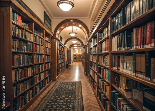 Wallpaper Mural Rows of shelves filled with books, organized and neatly arranged Torontodigital.ca