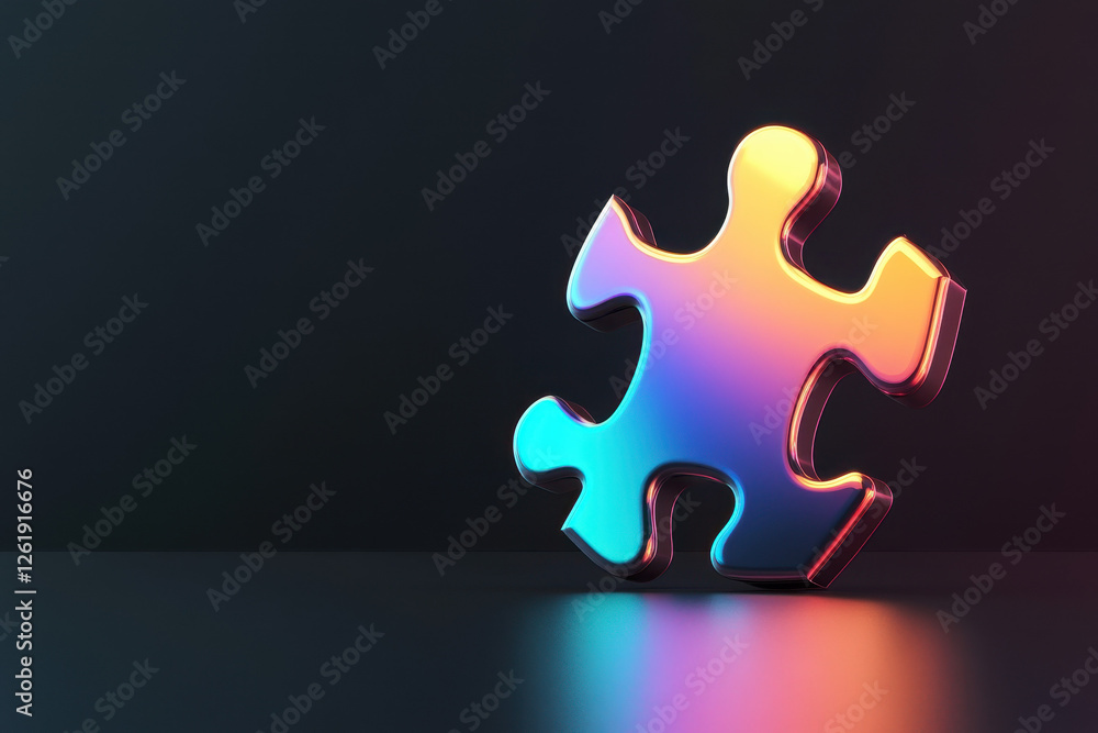 A vibrant, multicolored puzzle piece stands out against a dark background, symbolizing creativity and problem-solving. A vibrant, multicolored puzzle piece stands out against a dark background, symbolizing creativity and problem-solving.