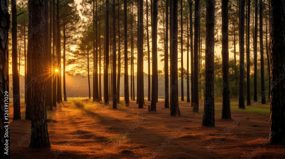 Fototapeta premium sungolden long leaf pine