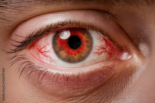 Very bloodshot iris and eyeball