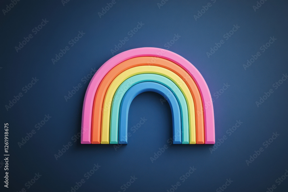 Fototapeta premium A vibrant, colorful rainbow sculpture on a deep blue background, symbolizing positivity and diversity.