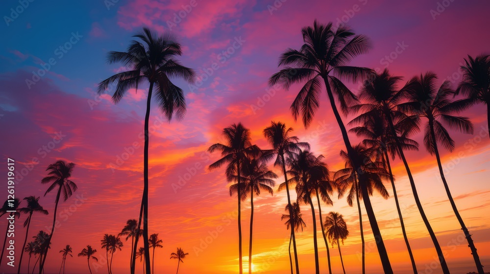 hues palm trees sunset hues palm trees sunset
