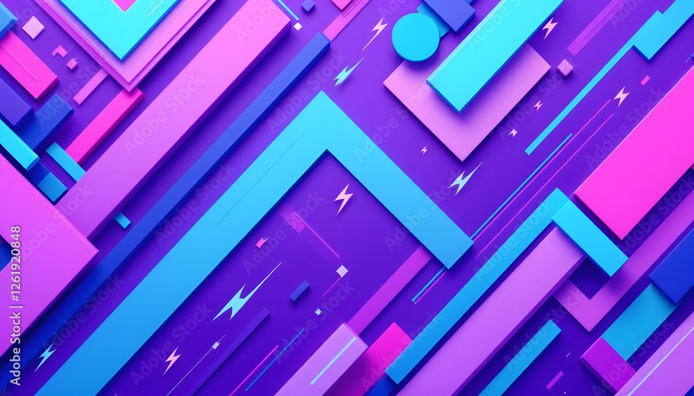 Abstract Futuristic Purple and Pink and Blue Background with 3D Shapes Abstract Futuristic Purple and Pink and Blue Background with 3D Shapes