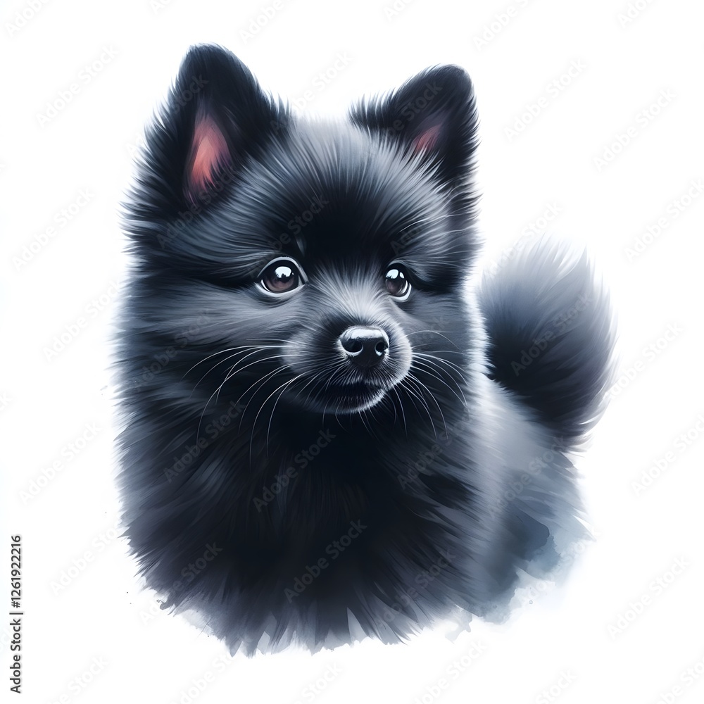 Obraz premium 스키퍼키, 수채화, jpeg (Schipperke, water colour, jpeg)