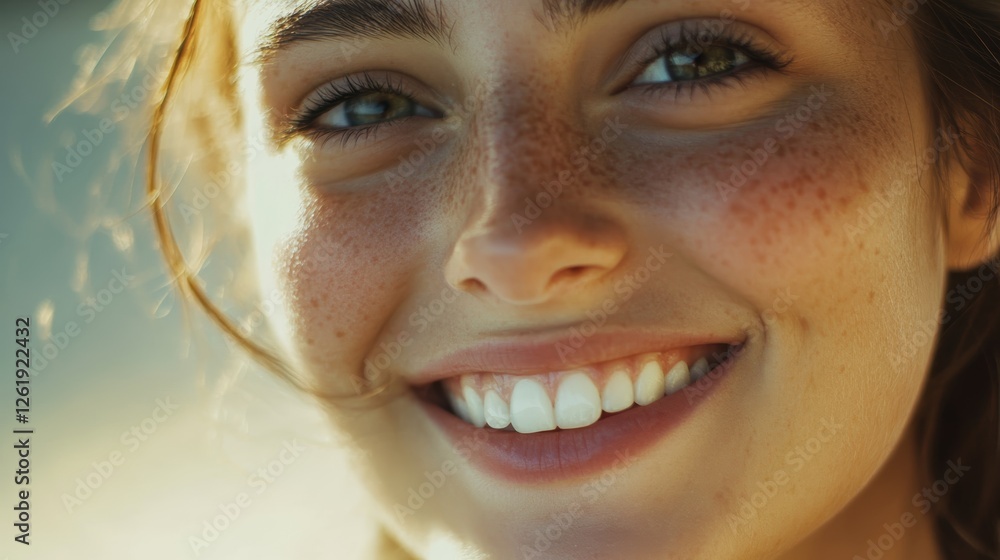 Bright Smile of a Joyful Girl with Freckles Bright Smile of a Joyful Girl with Freckles